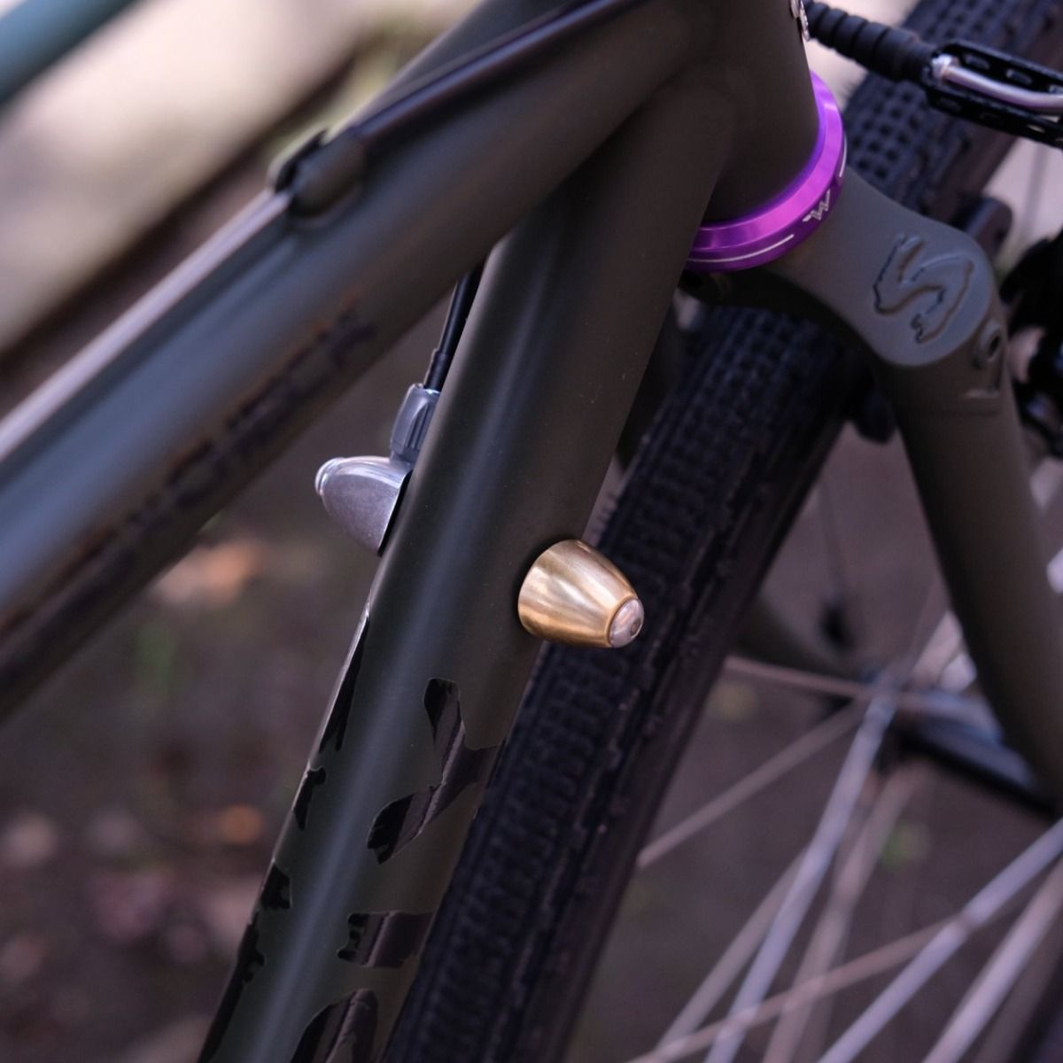 Blue Lug Downtube Shifter Boss Cover - Brass