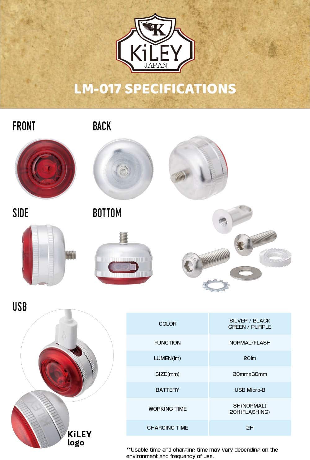 KiLEY Eyelight LM-017 Rear Light - Purple