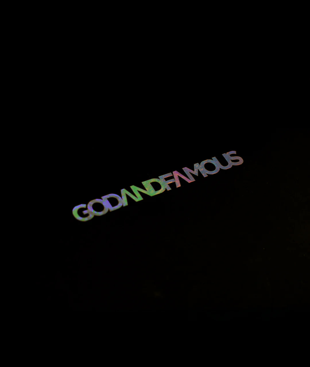 God & Famous Holographic Small Vinyl Decal (3 3/4 in.)