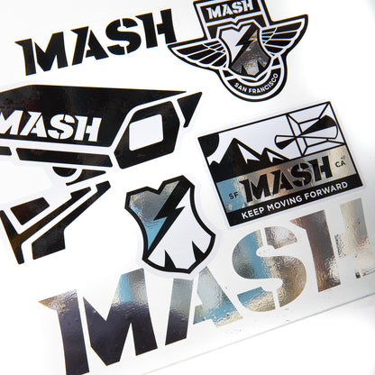 MASH Sticker Pack - Chrome/Black/White on Clear