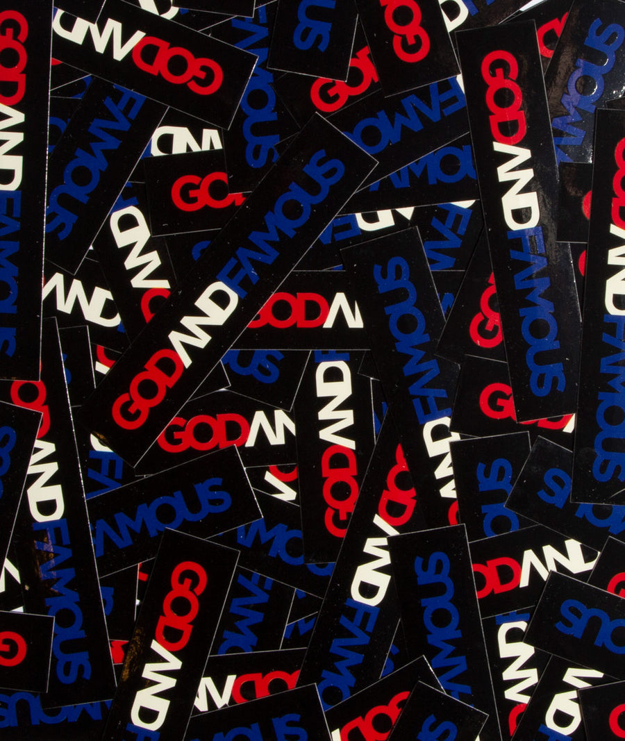 God & Famous RWB Box Logo Sticker