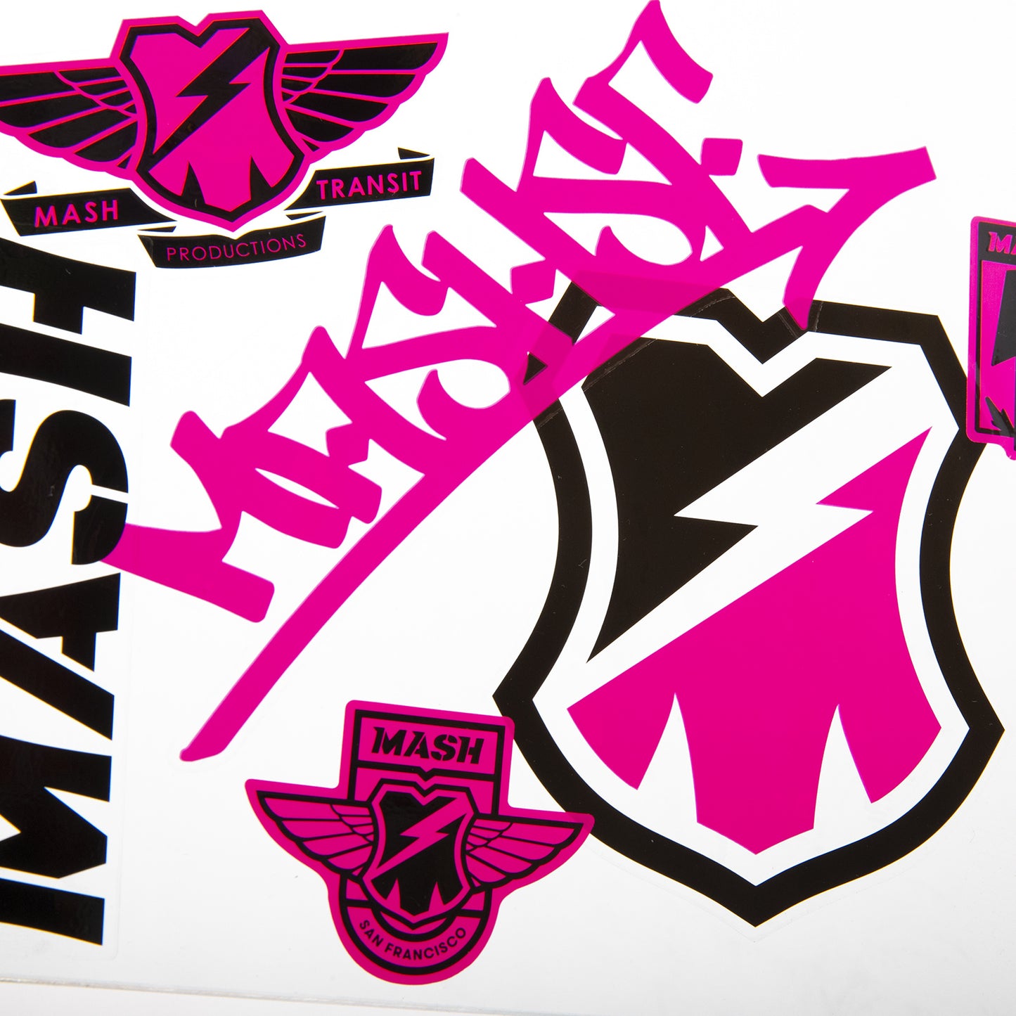 MASH Sticker Pack - Neon Pink/Black on Clear